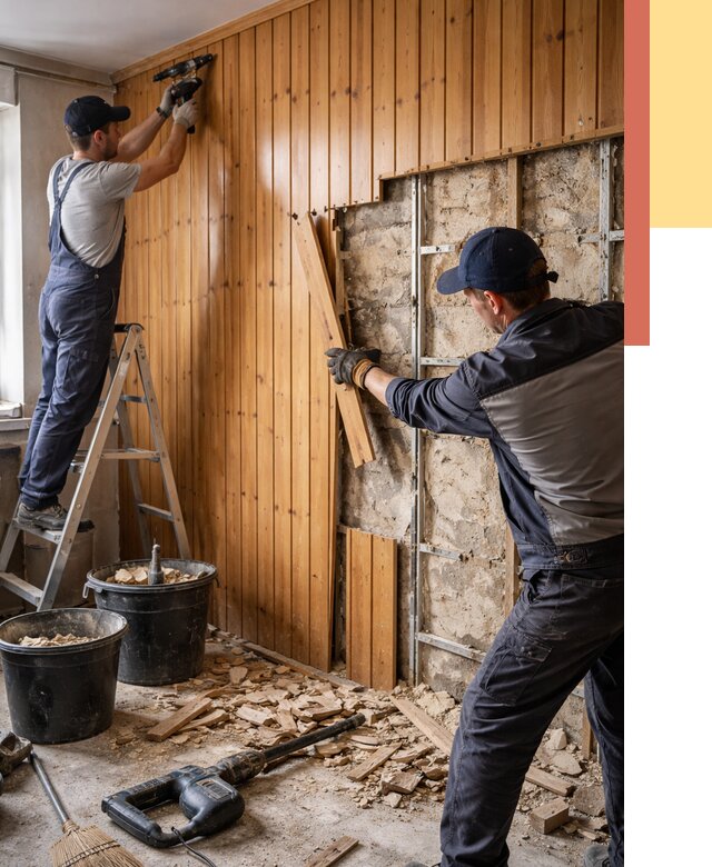 Демонтаж вагонки со стен в Фрязино от 1506 руб. — снятие, удаление, срочно | ОТДЕЛОЧНИК-Фрз