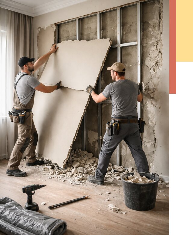 Демонтаж гипсокартона со стен в Фрязино от 363 руб. — услуги демонтажа | ОТДЕЛОЧНИК-Фрз