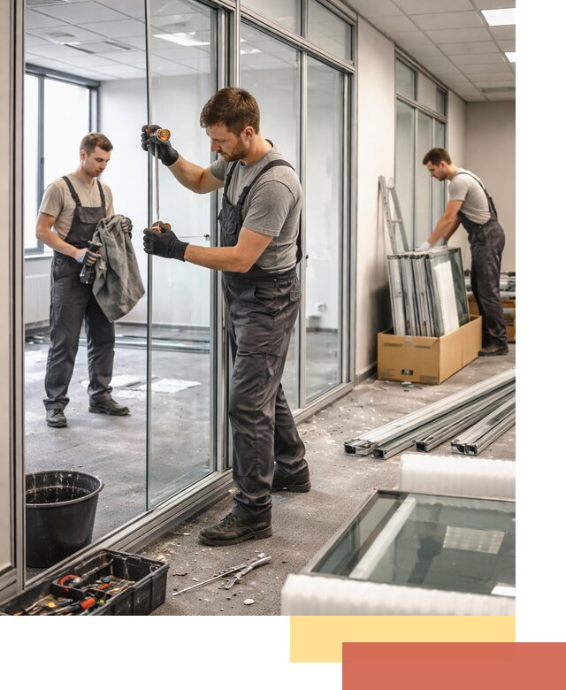 Демонтаж стеклянных перегородок в Фрязино быстро и безопасно