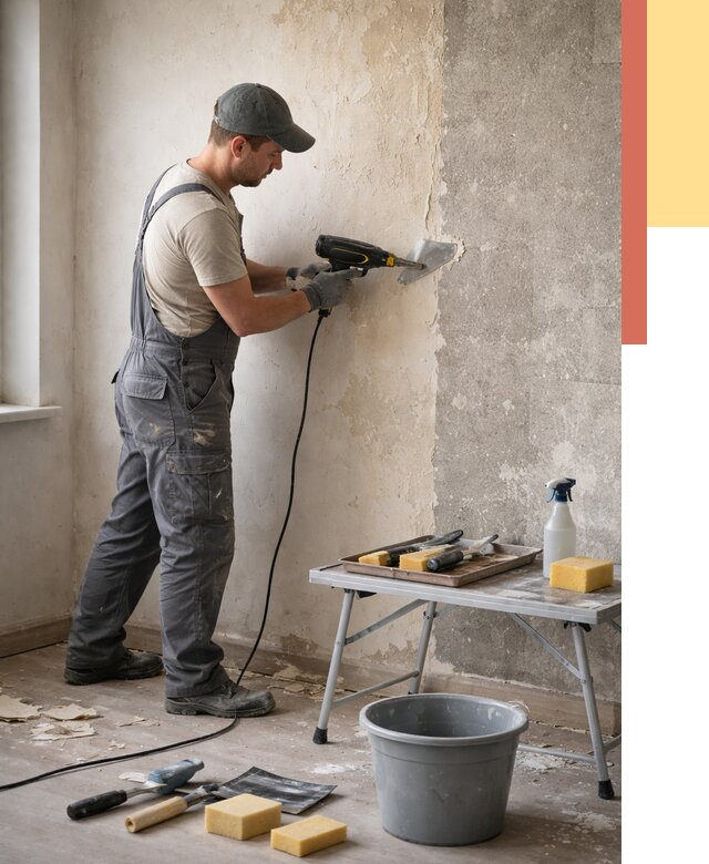 Очистка стен от клея в Фрязино от 1921 руб. — снятие и удаление клея со стен | ОТДЕЛОЧНИК-Фрз