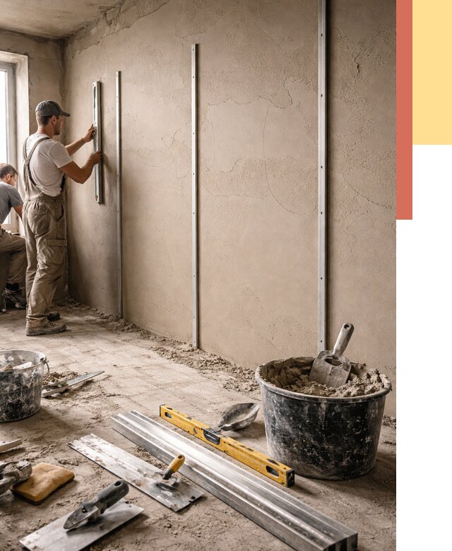 Штукатурка стен по маякам в Фрязино от 5712 руб./м² — выравнивание под ключ | ОТДЕЛОЧНИК-Фрз