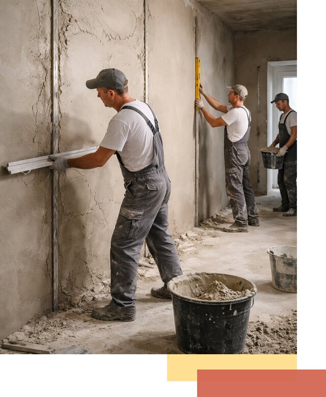 Штукатурка стен по маякам в Фрязино — точная и ровная поверхность