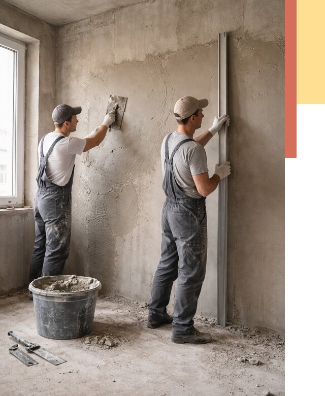 Штукатурка бетонных стен в Фрязино от 4673 руб/м² — качественно и быстро | ОТДЕЛОЧНИК-Фрз