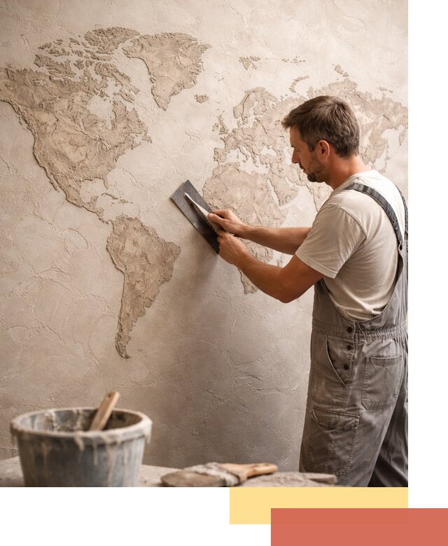 Декоративная штукатурка «Карта мира» под ключ в Фрязино