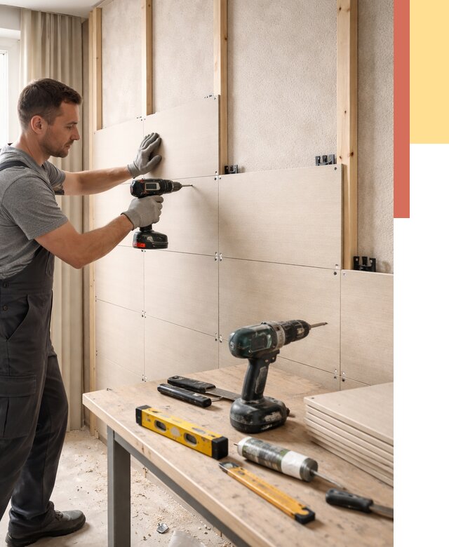 Монтаж МДФ панелей на стены в Фрязино от 1298 руб. под ключ | ОТДЕЛОЧНИК-Фрз