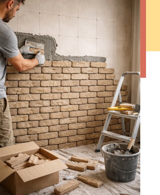 Монтаж декоративного кирпича в Фрязино от 3323 руб./м² — быстро и недорого | ОТДЕЛОЧНИК-Фрз