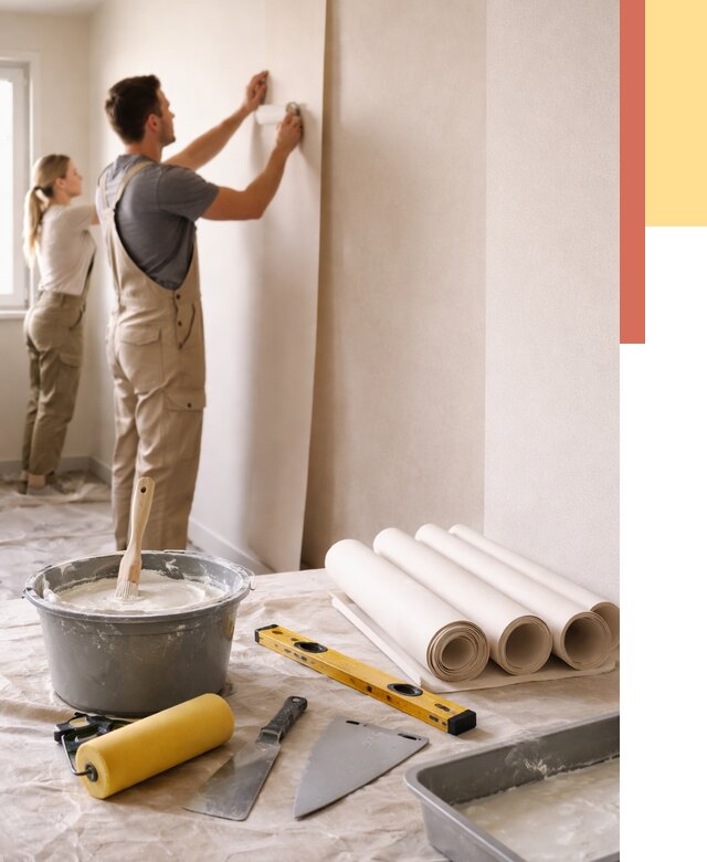 Поклейка бумажных обоев в Фрязино от 5712 руб./м2 — быстро и недорого | ОТДЕЛОЧНИК-Фрз