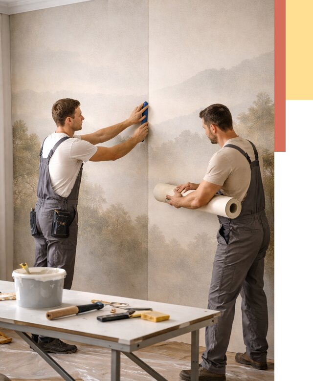 Поклейка фотообоев в Фрязино от 8827 руб/м² — быстро и недорого | ОТДЕЛОЧНИК-Фрз