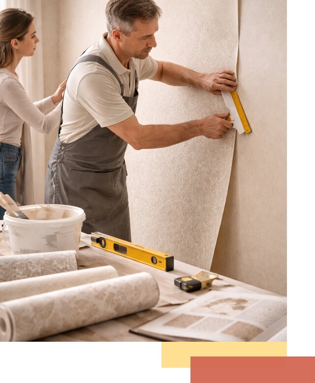 Поклейка обоев с подбором рисунка в Фрязино