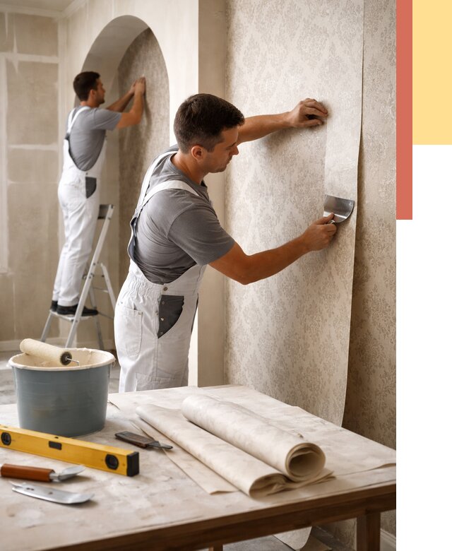 Поклейка обоев на сложные стены в Фрязино от 2908 руб. под ключ | ОТДЕЛОЧНИК-Фрз