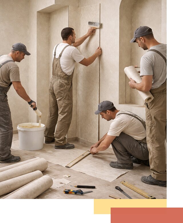 Поклейка обоев на сложные стены и неровные поверхности в Фрязино