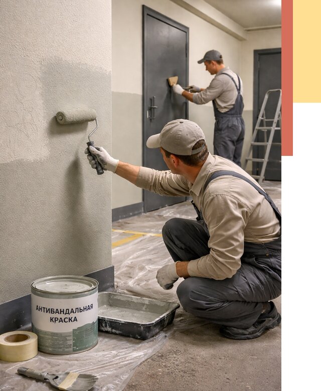 Покраска стен антивандальной краской в Фрязино от 4673 руб./м² под ключ | ОТДЕЛОЧНИК-Фрз