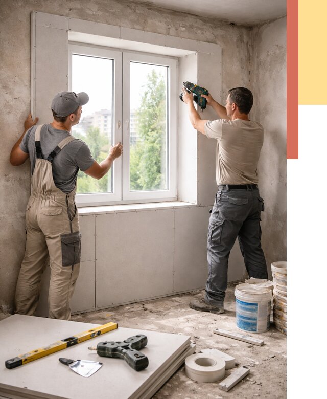 Монтаж откосов из гипсокартона в Фрязино от 4673 руб. под ключ | ОТДЕЛОЧНИК-Фрз