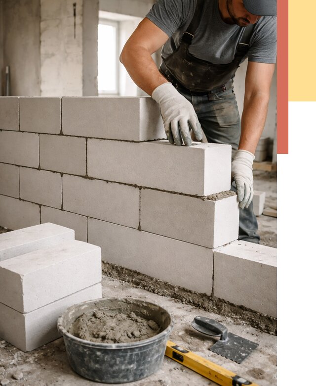 Кладка перегородок из силикатного блока в Фрязино от 4154 руб. под ключ | ОТДЕЛОЧНИК-Фрз