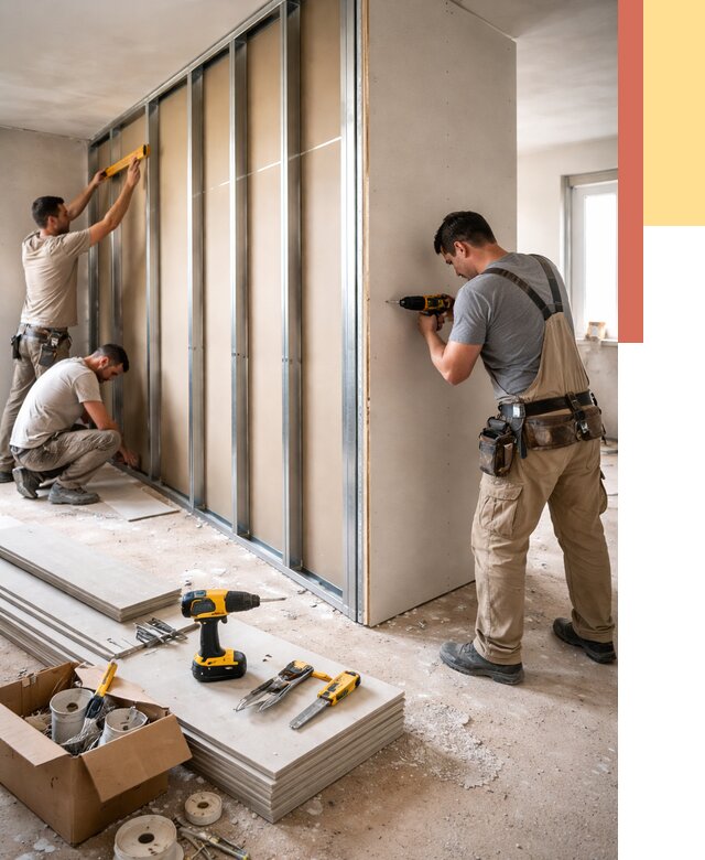 Монтаж однослойной перегородки из гипсокартона в Фрязино от 675 руб. | ОТДЕЛОЧНИК-Фрз