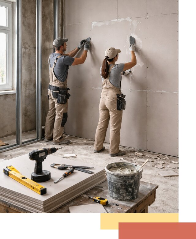 Монтаж двухслойной перегородки из гипсокартона в Фрязино