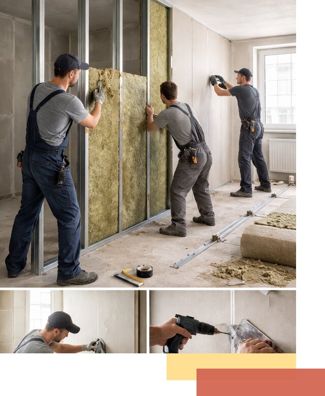 Перегородка из гипсокартона с шумоизоляцией в Фрязино — монтаж под ключ