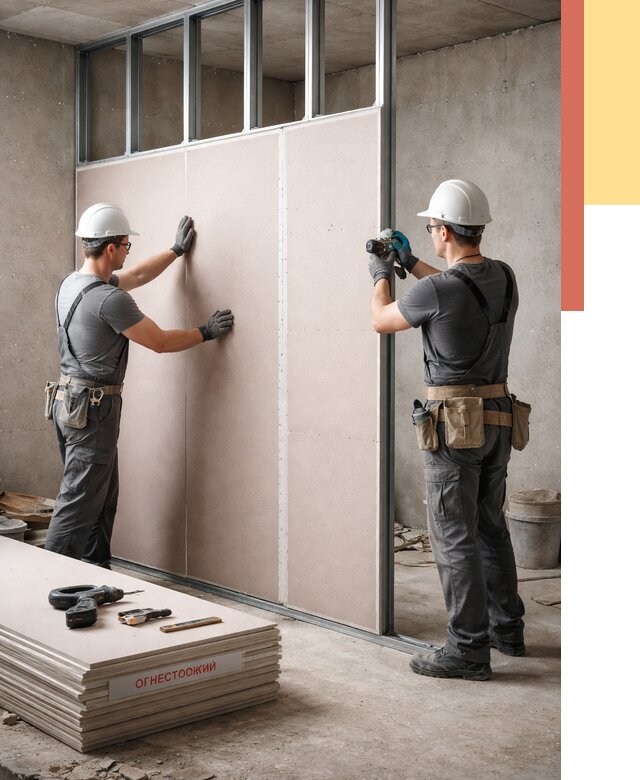 Перегородка из огнестойкого гипсокартона в Фрязино от 1921 руб. под ключ | ОТДЕЛОЧНИК-Фрз