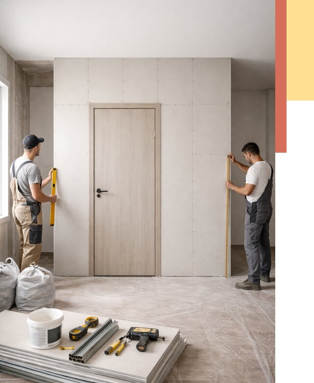 Перегородка из гипсокартона с дверью в Фрязино от 4673 руб. под ключ | ОТДЕЛОЧНИК-Фрз