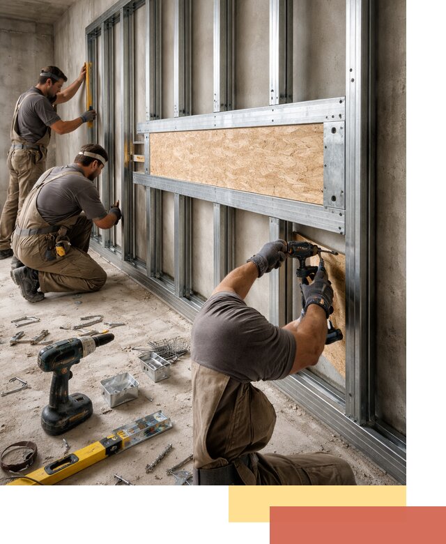 Усиленная перегородка для крепления тяжёлых конструкций в Фрязино