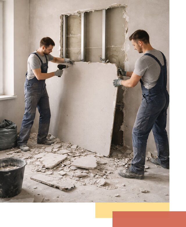 Демонтаж перегородки из гипсокартона в Фрязино быстрый и аккуратный