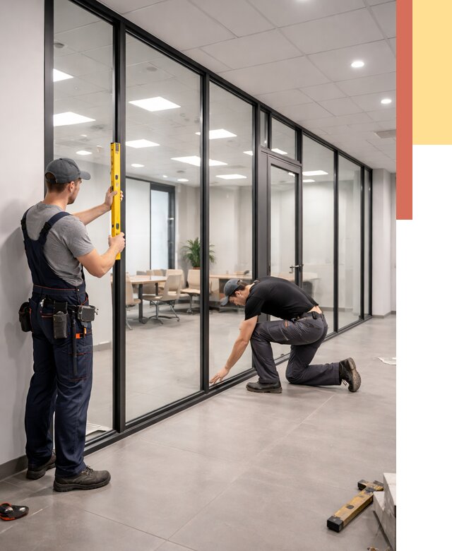 Каркасные стеклянные перегородки в Фрязино под ключ от 9554 руб. | ОТДЕЛОЧНИК-Фрз