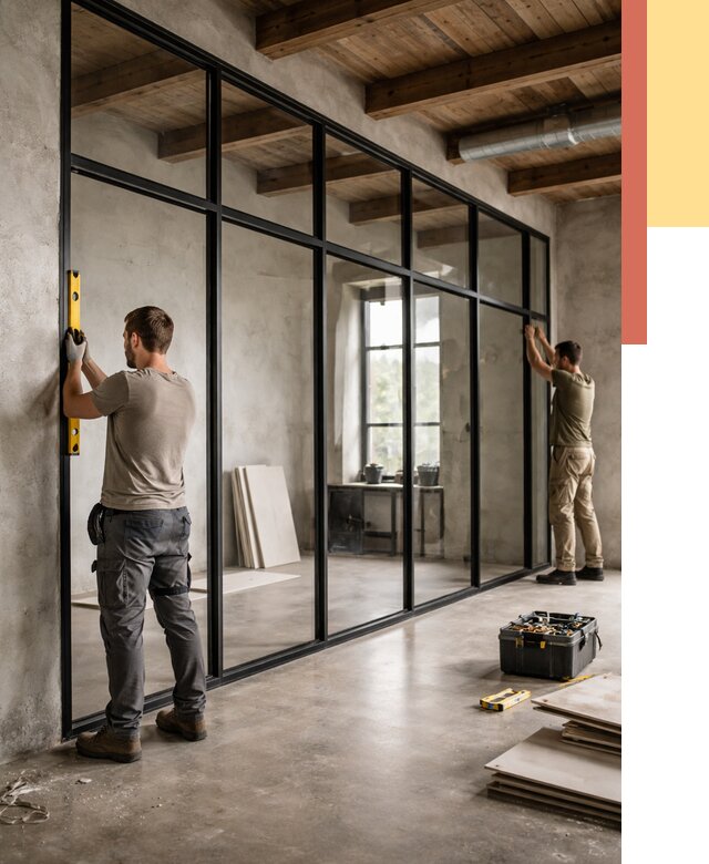 Стеклянные перегородки лофт в Фрязино от 10904 руб. под ключ | ОТДЕЛОЧНИК-Фрз