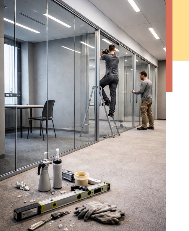 Стеклянные офисные перегородки в Фрязино от 8827 руб. — монтаж и установка | ОТДЕЛОЧНИК-Фрз