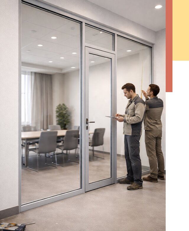 Установка и монтаж алюминиевых перегородок со стеклом в Фрязино от 8516 руб. | ОТДЕЛОЧНИК-Фрз