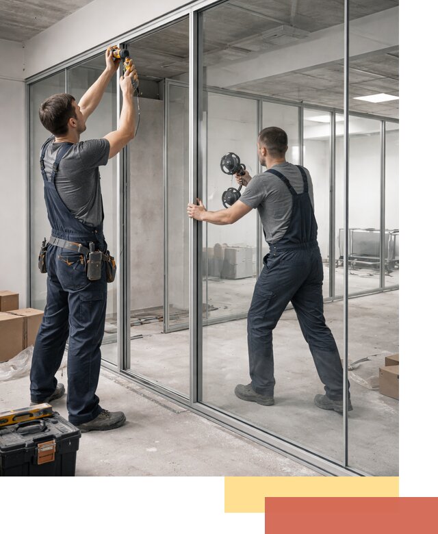 Алюминиевые перегородки со стеклом в Фрязино — изготовление и монтаж