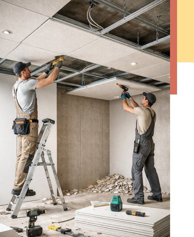 Монтаж акустического потолка в Фрязино от 6750 руб/м2 — быстро и недорого | ОТДЕЛОЧНИК-Фрз