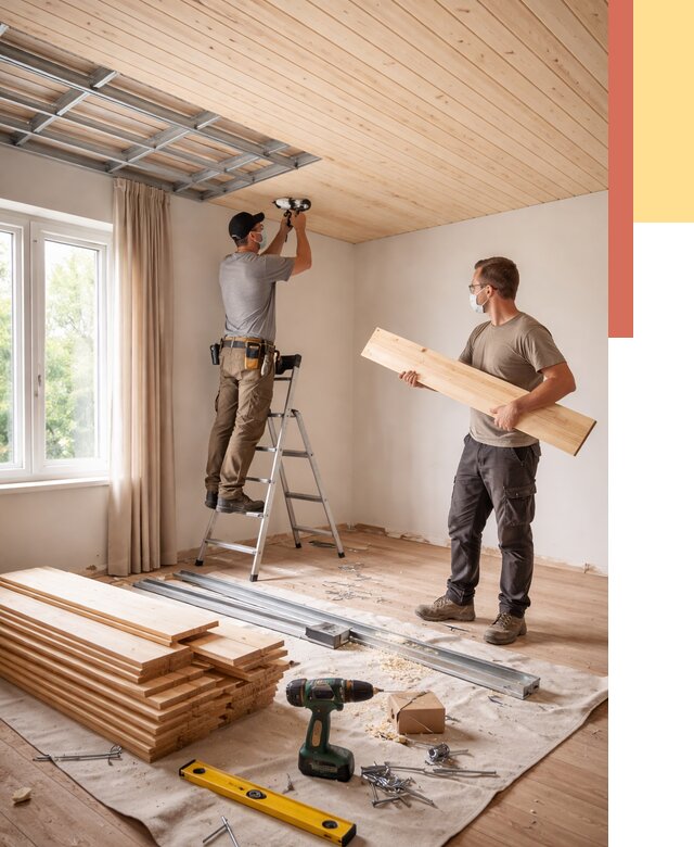 Монтаж потолка из вагонки в Фрязино от 6750 руб. | Быстро и недорого — ОТДЕЛОЧНИК-Фрз