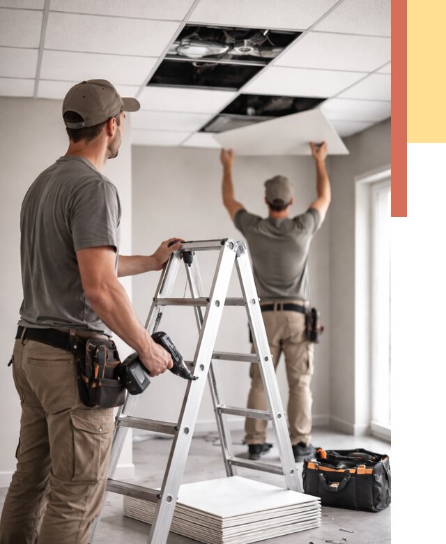 Обслуживание подвесного потолка в Фрязино от 3635 руб. — быстро и недорого | ОТДЕЛОЧНИК-Фрз