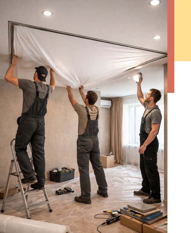 Монтаж ПВХ натяжного потолка в Фрязино от 3635 руб. под ключ | ОТДЕЛОЧНИК-Фрз