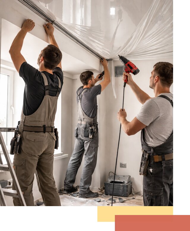 Монтаж глянцевого натяжного потолка в Фрязино быстро и качественно