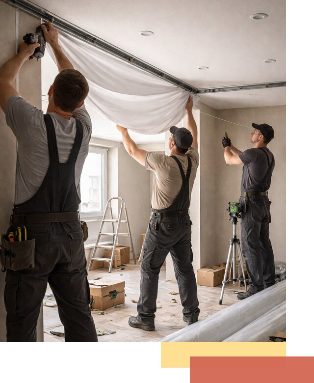 Монтаж парящего натяжного потолка под ключ в Фрязино