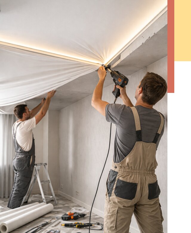 Монтаж натяжного потолка с подсветкой в Фрязино от 987 руб. | ОТДЕЛОЧНИК-Фрз