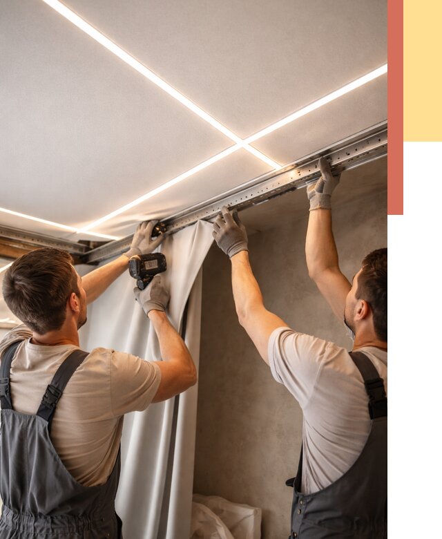 Монтаж натяжного потолка со световыми линиями в Фрязино от 1246 руб. | ОТДЕЛОЧНИК-Фрз