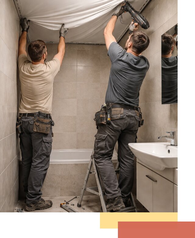 Монтаж натяжного потолка в ванной в Фрязино быстро и качественно