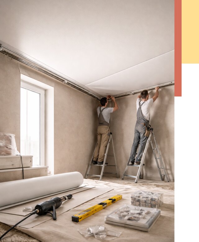 Монтаж натяжного потолка в спальне в Фрязино от 3946 руб. под ключ | ОТДЕЛОЧНИК-Фрз