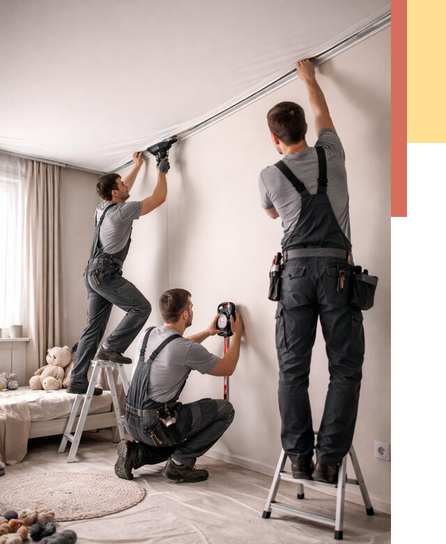 Монтаж натяжного потолка в детской в Фрязино от 3635 руб. — быстро и недорого | ОТДЕЛОЧНИК-Фрз