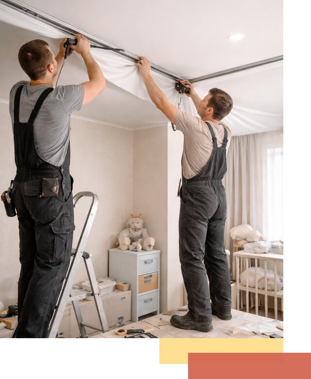 Монтаж натяжного потолка в детской комнате в Фрязино