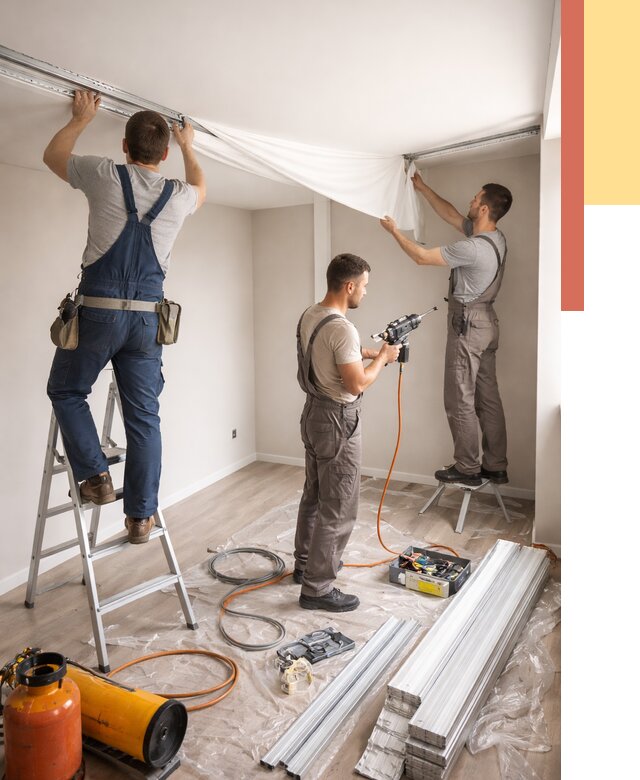 Монтаж натяжного потолка в студии в Фрязино от 5712 руб. — быстро и недорого | ОТДЕЛОЧНИК-Фрз