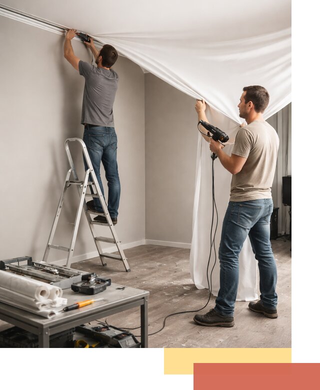 Монтаж натяжного потолка в студии в Фрязино