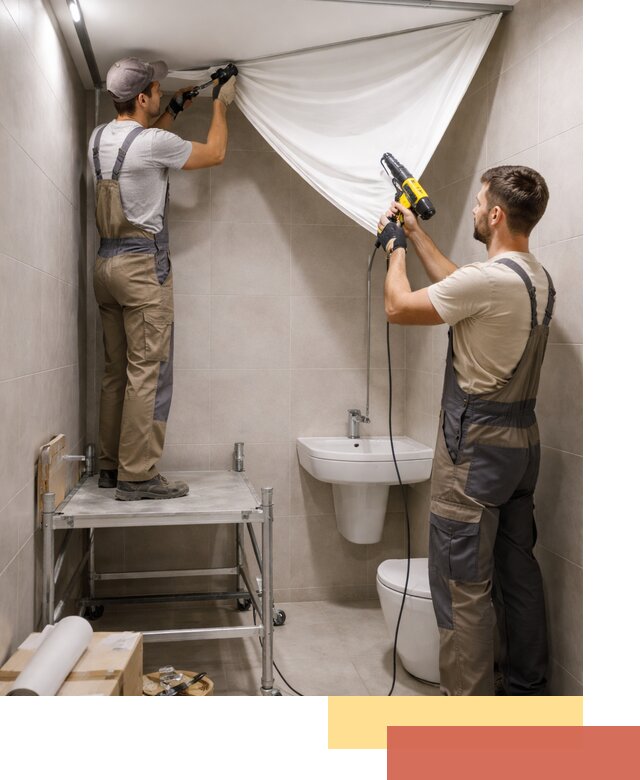 Монтаж натяжного потолка в санузле в Фрязино