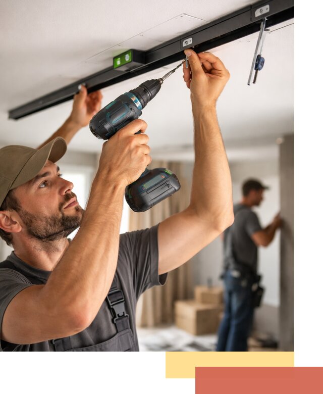 Установка трековых светильников в натяжной потолок в Фрязино