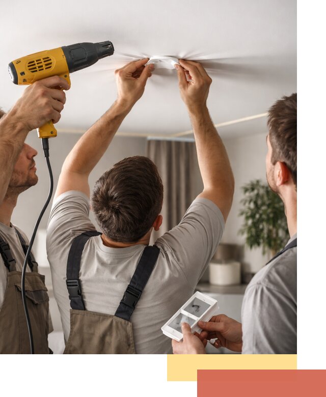 Ремонт прокола полотна натяжного потолка в Фрязино