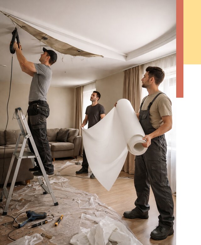 Замена полотна натяжного потолка в Фрязино от 9866 руб. быстро и недорого | ОТДЕЛОЧНИК-Фрз