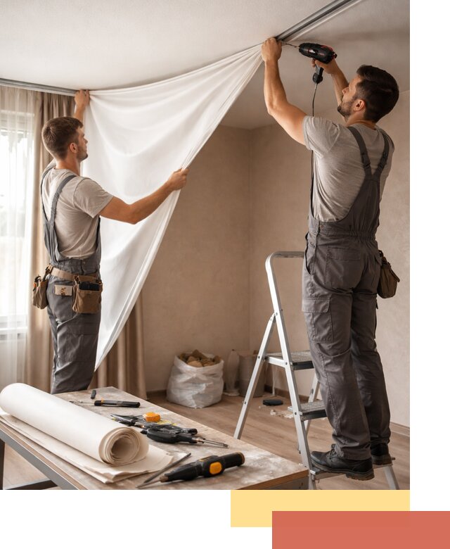 Замена полотна натяжного потолка в Фрязино быстро и качественно