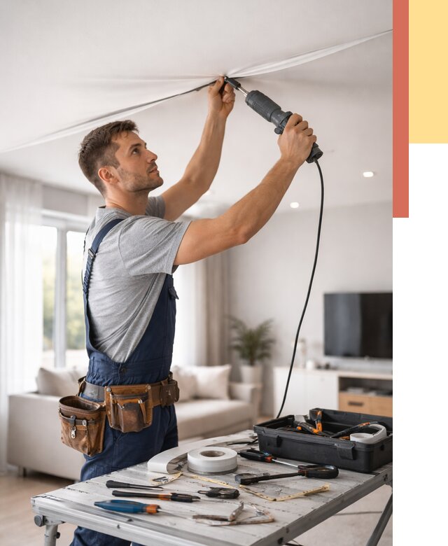 Ремонт натяжных потолков в Фрязино от 9866 руб. под ключ — ОТДЕЛОЧНИК-Фрз